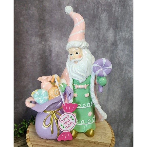 Christmas Pastel Pink Santa Claus Figure Macaron Candy Bag Peppermint Square New - Picture 2 of 11